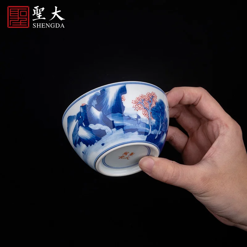 

Цзиндэчжэнь, сине-белая фигурка «YouChun», мастер-чашка kangxi с изображением пейзажа, высококачественный керамический чай в стиле кунг-фу