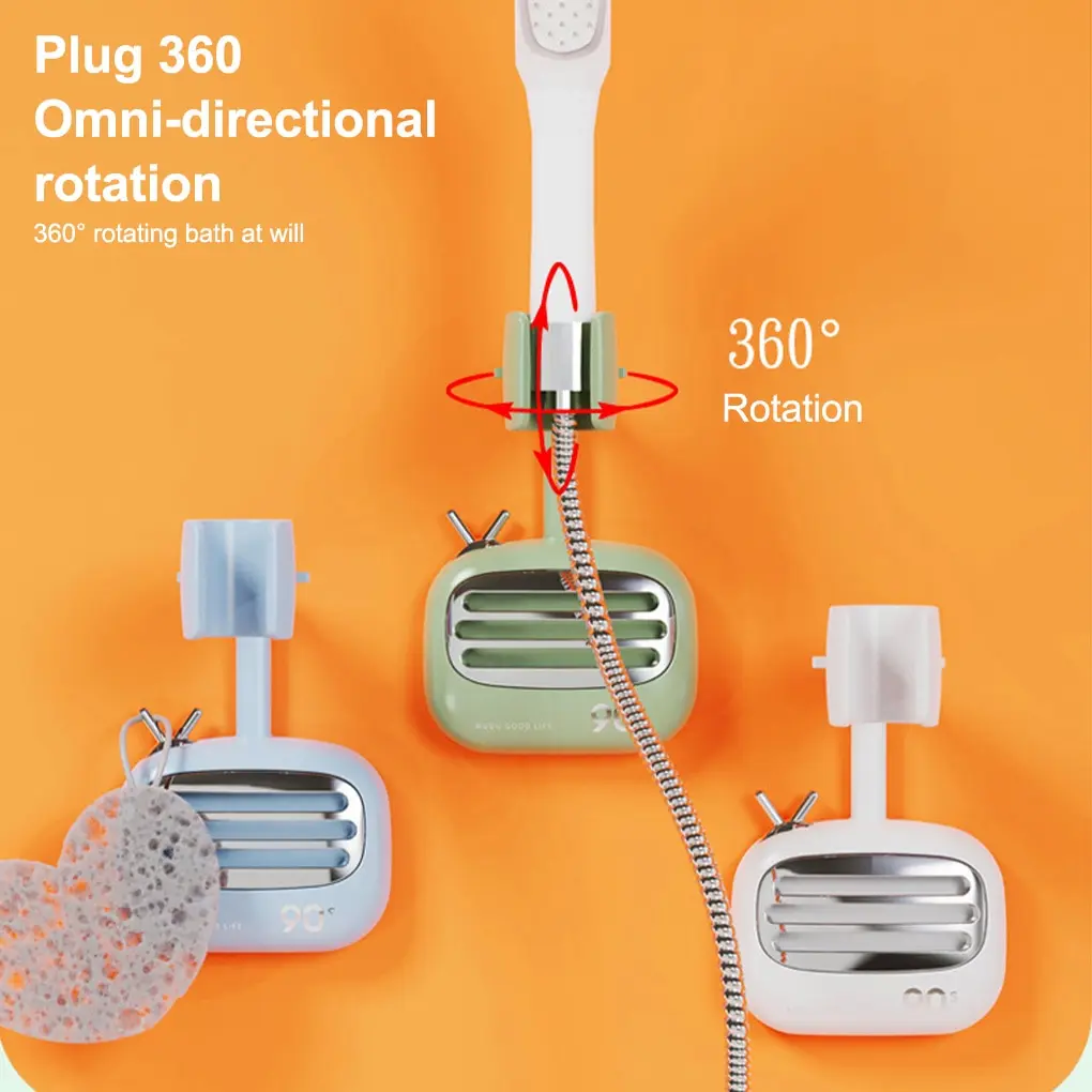 

Universal 360° Shower Head Holder Adjustable Self-Adhesive Showerhead Bracket Wall Mount With 2 Hooks Stand SPA Bathroom