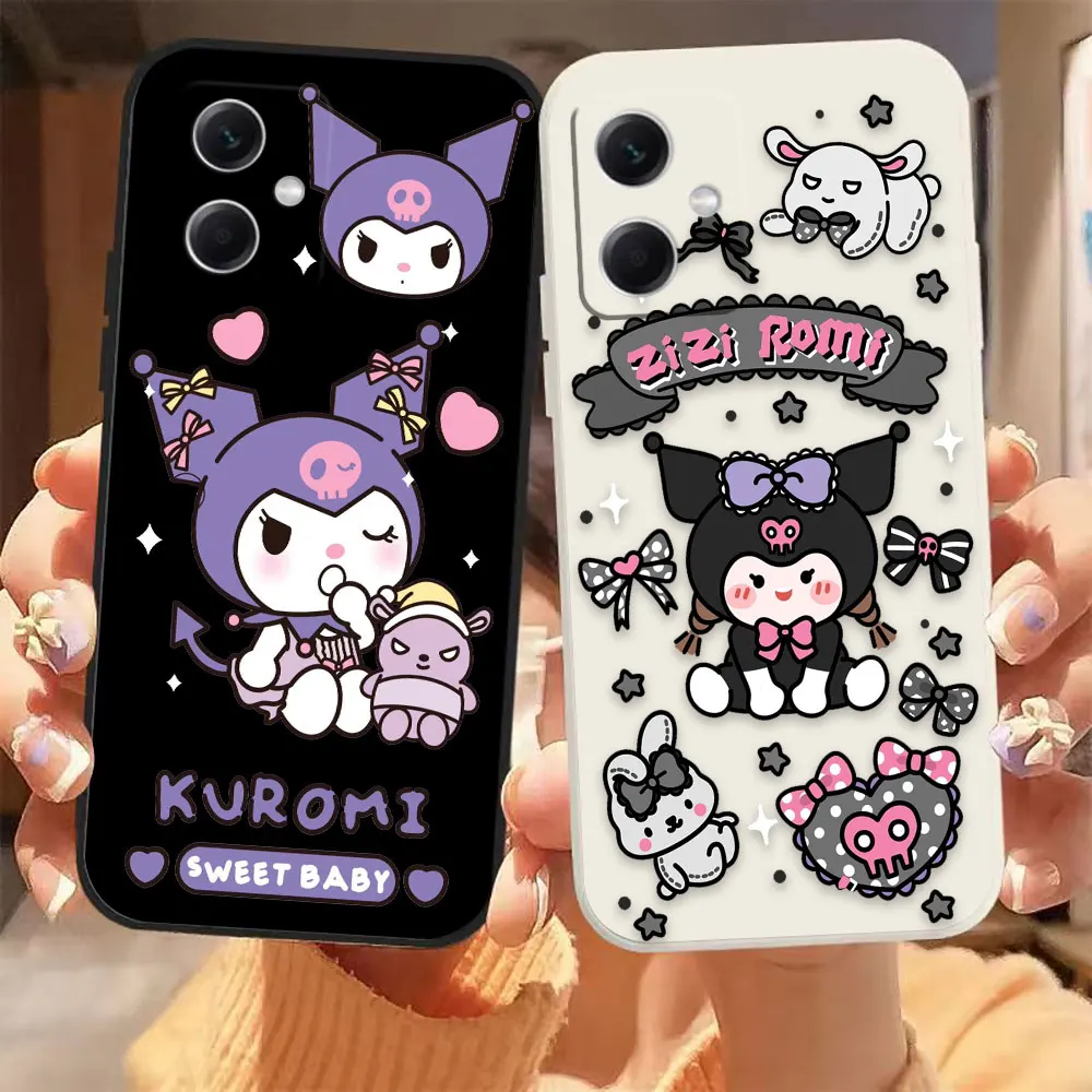 

Cartoon Cute kuromi Phone Case For Redmi Note 12 11 11T 11R 11E 11S 10 9 9S 8 7 7S PRO PLUS 4G 5G Colour Liquid Case Fundas Capa