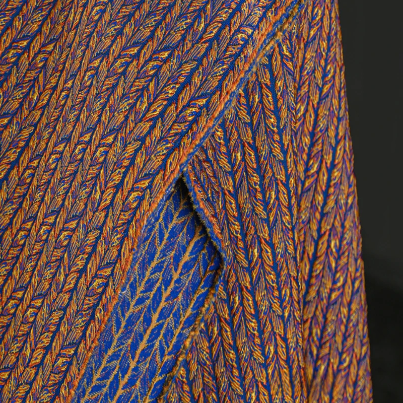 Полиэстер плетеная ткань коса из пшеничных ушей оранжево-синяя