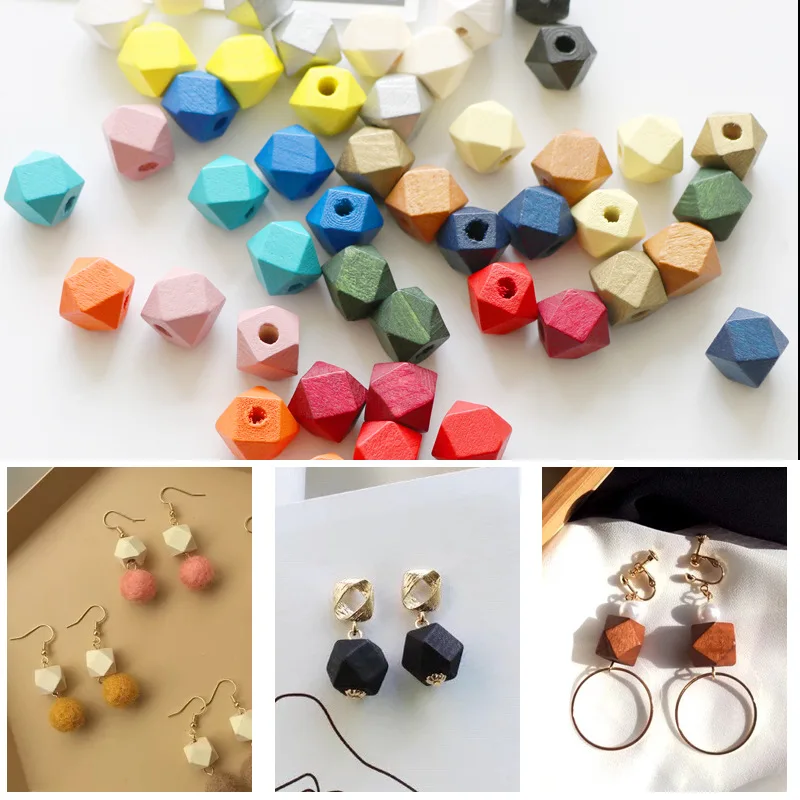 

10pcs Vintage Simple Log Octagonal Bead Wood Bead Pendant Diy Earrings Backpack Coasters And Other Accessories