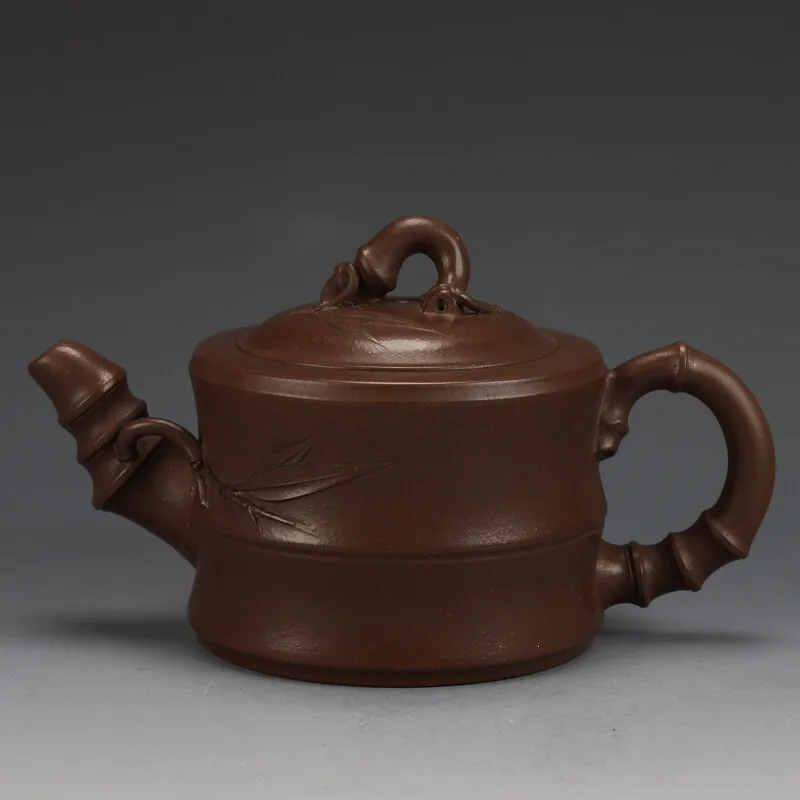 

Ароматный чай инь, чайный горшок из исинской глины в фольклорном стиле, маленький бамбуковый горшок ручной работы из исинской глины, 150 см3