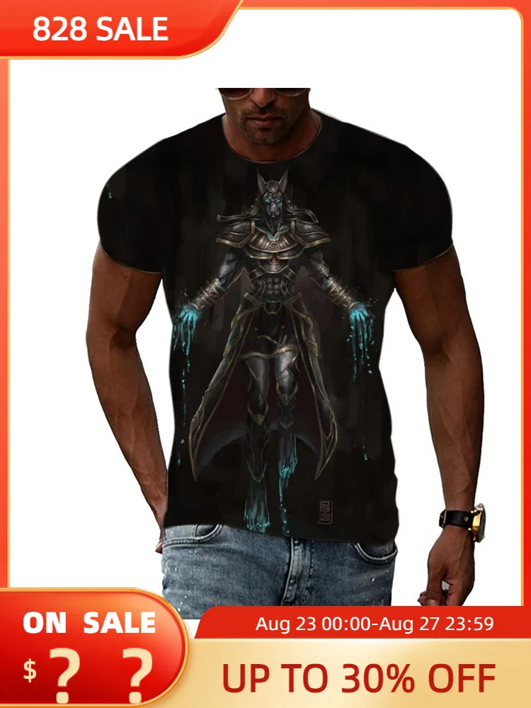 

Latest Fashion Grim Reaper Anubis graphic t shirts Summer Trend Interesting 3D Print men's t-shirts Hipster Hip Hop T-shirt Top