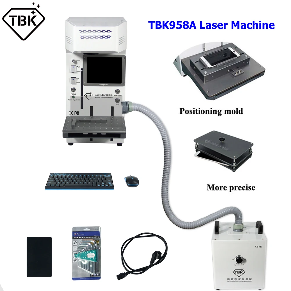 

TBK 958B 958 Laser Separation Machine for Iphone 8-14 Pro MAX Back Cover Separating Engraving Etching Repair with Fume Extractor