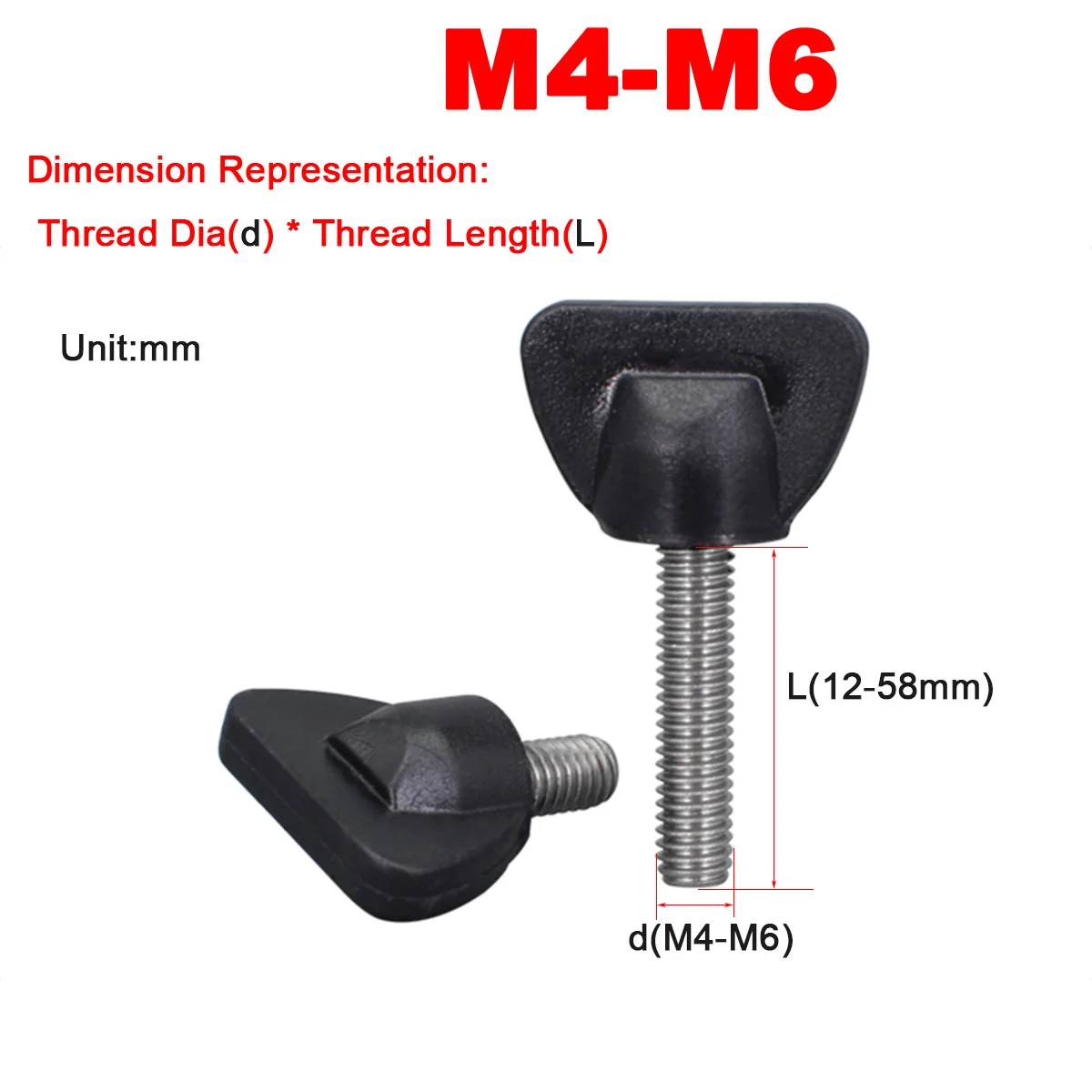 

M4M5M6 Stainless Steel 25 # Rubber Head Fan-Shaped Extended Handle Screw
