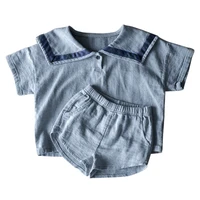 yg summer casual childrens wear top shorts 2 piece baby girl suit childrens wear navy uniform baby boy suit
