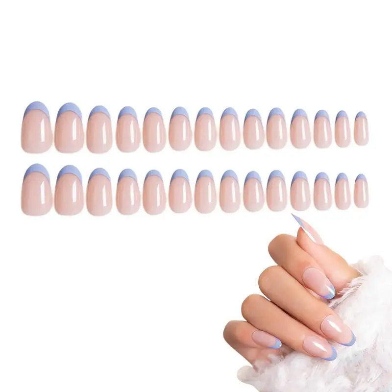 

Накладные ногти миндаль 28 шт. накладные ногти миндаль французский накладные ногти во французском стиле миндаль легко сочетаются на свадьбу Рождество