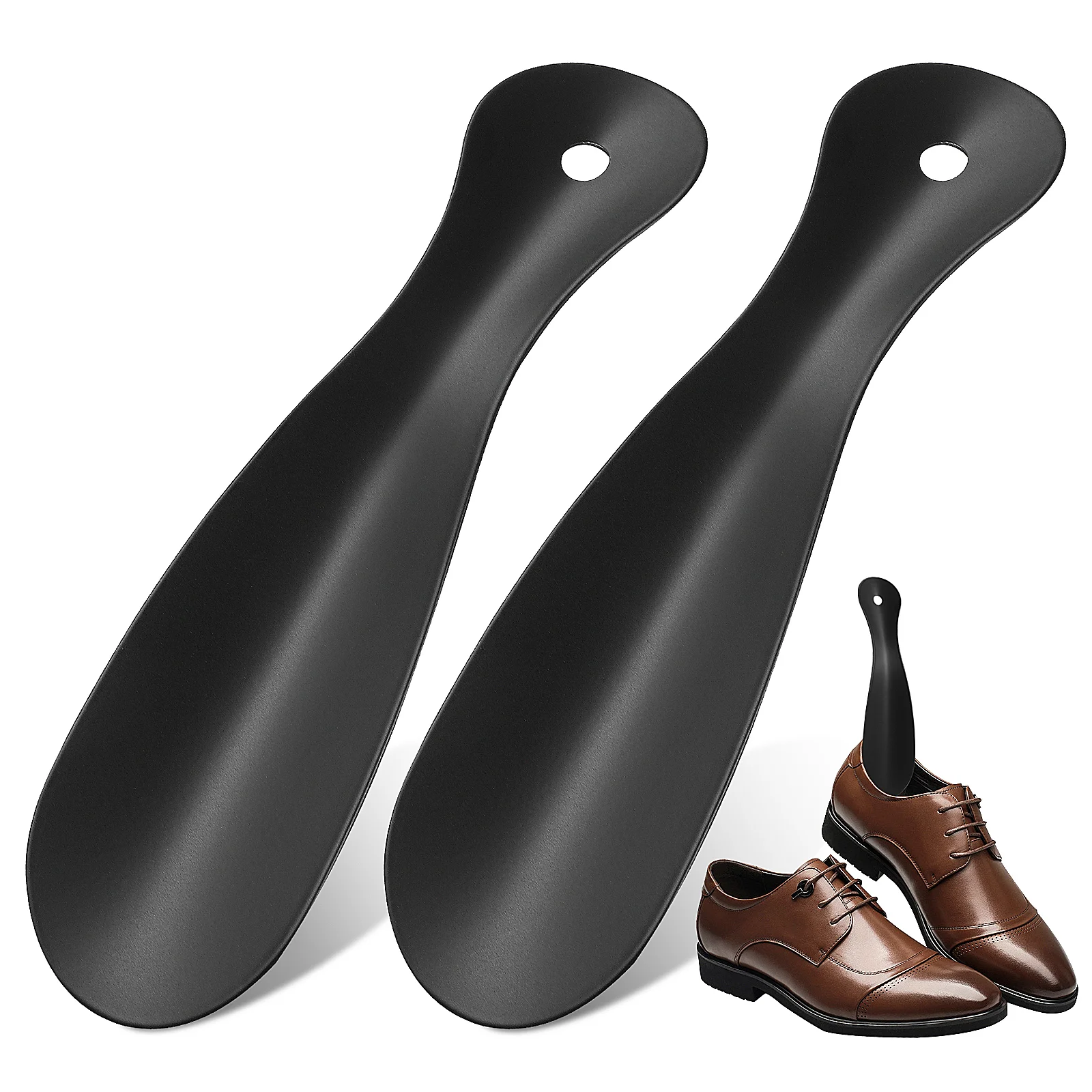 

2pcs Shoe Horn Stainless Steel Lazy Shoe Helper Metal Hoe Horns for Women Men Elderly