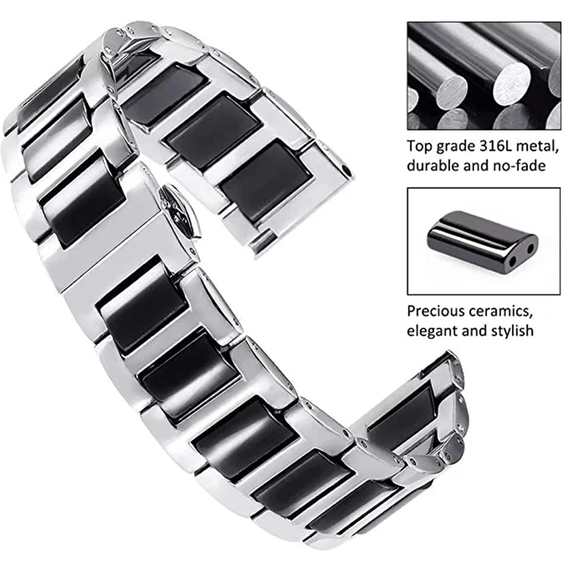 No Gaps Bracelet for Samsung Galaxy Watch 4 Classic 42mm 46mm Ceramics Stainless Steel Strap Galaxy Watch 4 5 Pro 44mm 40mm Band