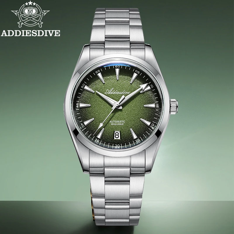 Фото Новые часы ADDIESDIVE, 39 мм, мужские автоматические часы 8215, механические, водонепроницаемые на 100 м, с куполообразным стеклом, суперлюминесцентные часы для дайвинга №1