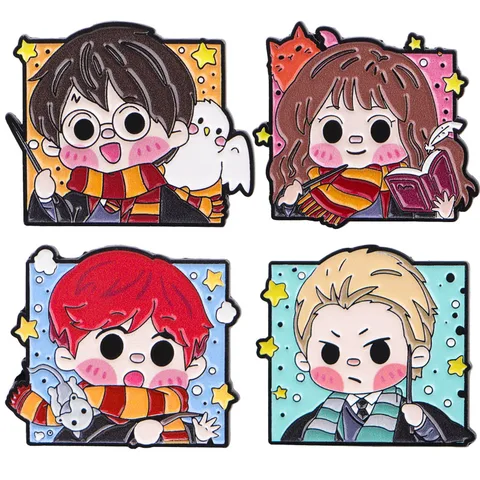 Эмалированные булавки Гарри Поттер, мультяшная волшебная школьная брошь, сосна, значок на лацкан на рюкзаке, аксессуары для одежды, модные ювелирные изделия, подарок