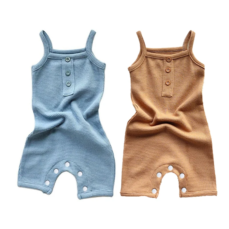

Baby Cotton Rompers for Summer Waffle Fabric Newborn Kids Jumpsuits Boys Playsuits Girls Onepiece Clothes Infants 0-18 Months