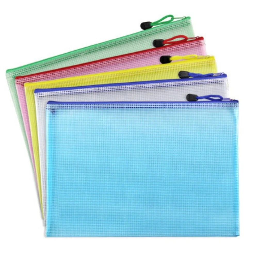 

1Pcs A3 A4 A5 A6 Waterproof Plastic Zipper Paper File Folder Book Pencil Pen Case Bag File Document Bags Office Student Supply