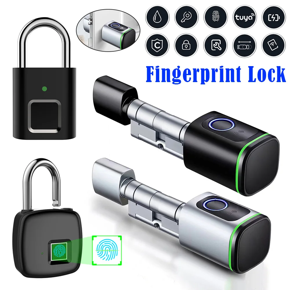 

Electronic Door Lock Keyless Entry Tuya APP Fingerprint Electronic Smart Door Waterproof USB Charging Bluetooth-compatible
