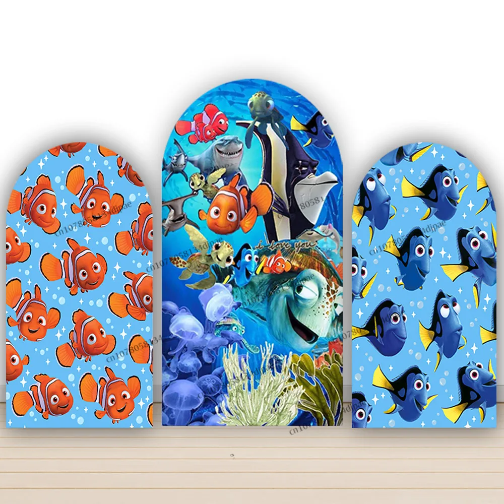 Фото Background Arch Cover Finding Nemo Dory and Marlin Birthday Party Backdrop Decoration Just Keep Swimming Photo Banner Photozone №4