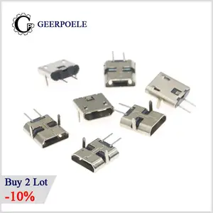 Коннекторы USB 2 Pin, 20 шт.лот, разъем USB 90 градусов DIP, пластиковый корпус, разъем Micro USB, хвостовой штекер, мини наконечники