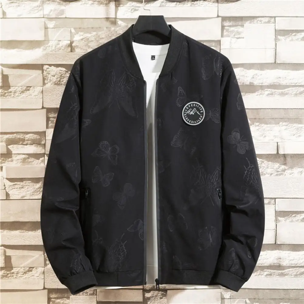 

Men Jacket Solid Color Zipper Long Sleeve Elastic Cuff Stand Collar Warm Cardigan Casual Winter Jackets for men chaquetas hombre