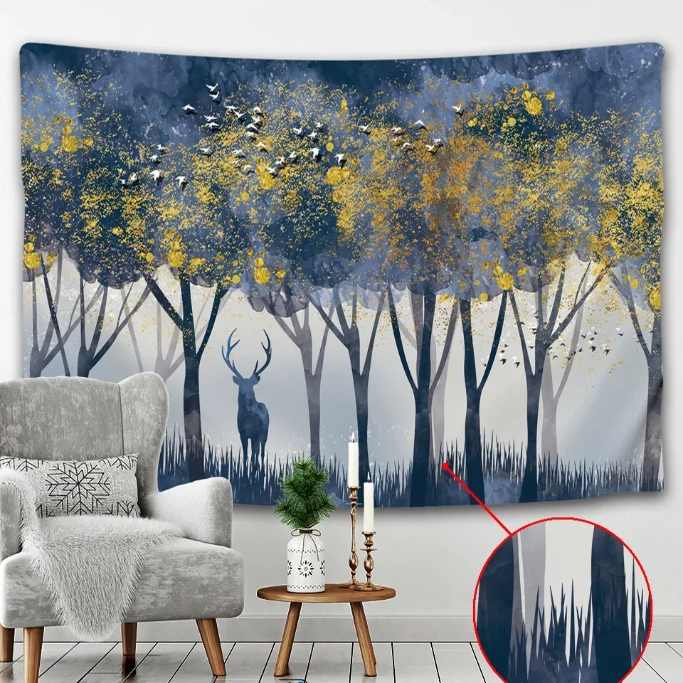 Красивый настенный гобелен в виде леса для гостиной искусство Мандала фон ткань
