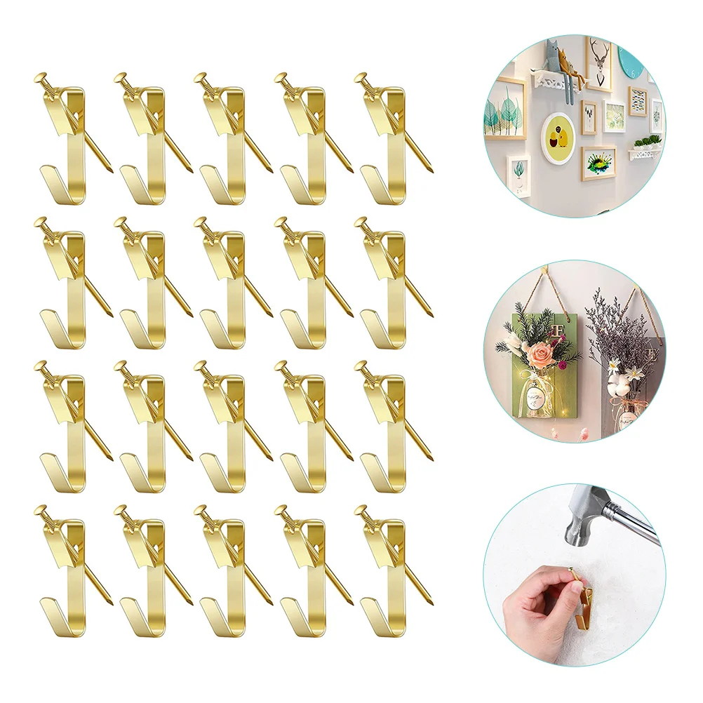 

20 Pcs Picture Clothes Hook Hanging Kit Heavy Duty Rack Frame Hanger Bracket Wall Hangers