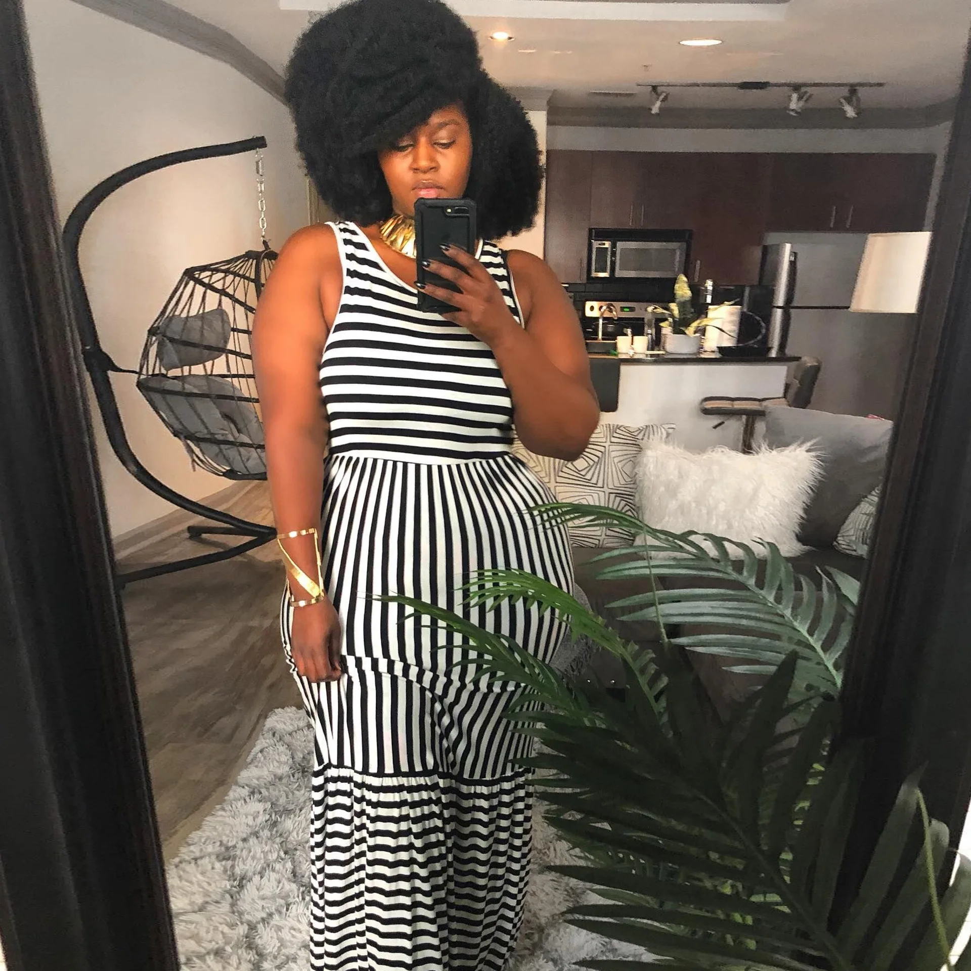 Plus Size Elegant Dress Striped Sleeveless Casual Clothing Female Luxury Long Robe 2023 Summer Women Trendy Party New In Dress