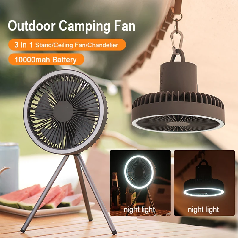 

10000mAh 4000mAh Camping Fan Rechargeable Desktop Portable Circulator Wireless Ceiling Electric Fan with Power Bank LED Lighting