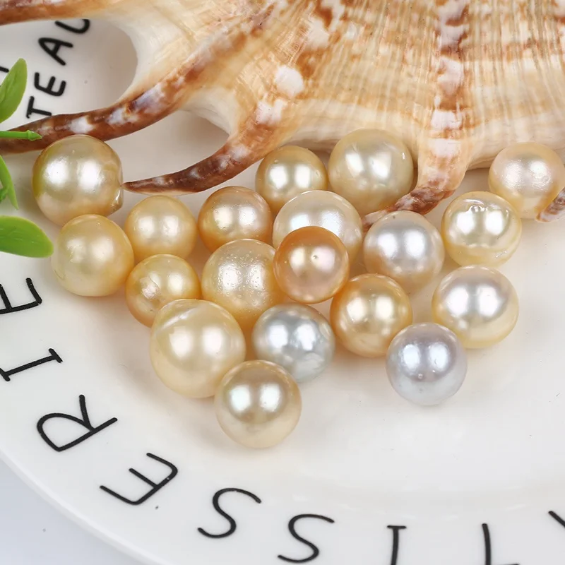 

Natural Gold Silver White Loose Pearl Saltwater 9-14mm South Sea water Pearls