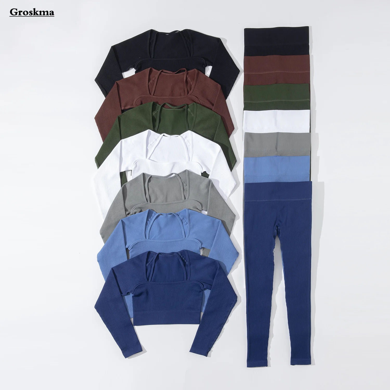 

Seamless High Waist Leggings+Crop Tops Women Yoga Two Piece Set Fitness Gym Clothing Workout Running Tracksuits Ensemble Femme