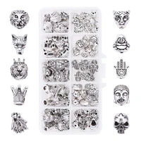 100pcs metal animal spacer beads lion crown skull leopard wolf buddha head charms for earring bracelet necklace making 10 styles