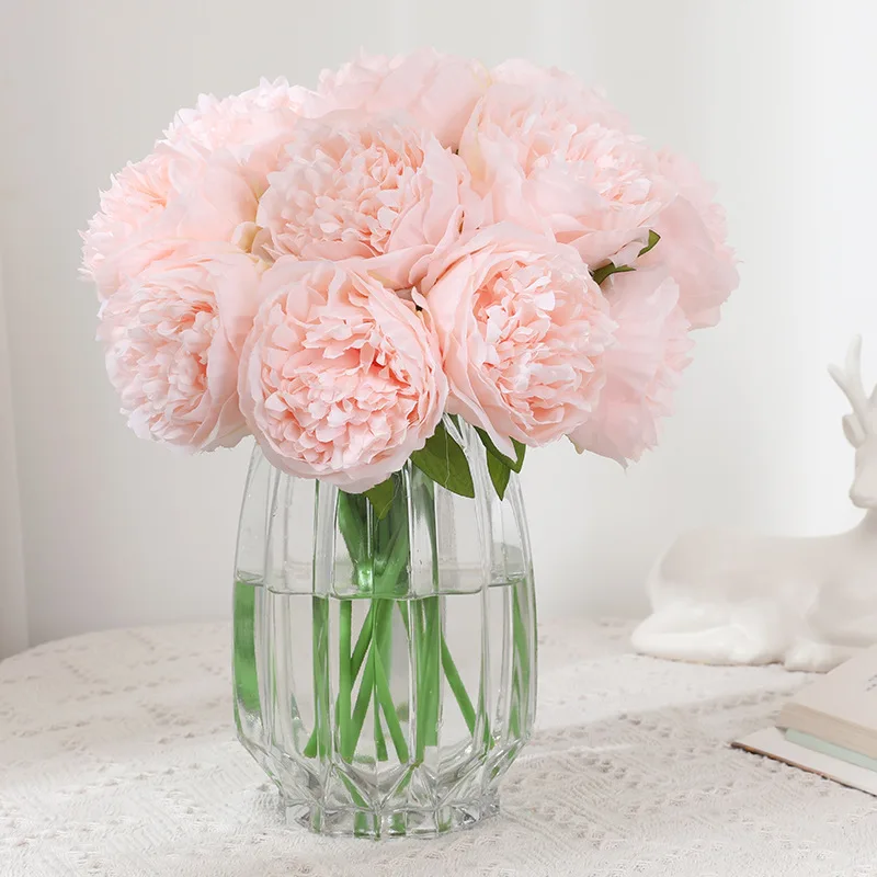 

European-style Simulation Flower Hand Tied 5 Peony Home Decoration Fake Flower Wedding Supplies Ornaments Wedding Decoration