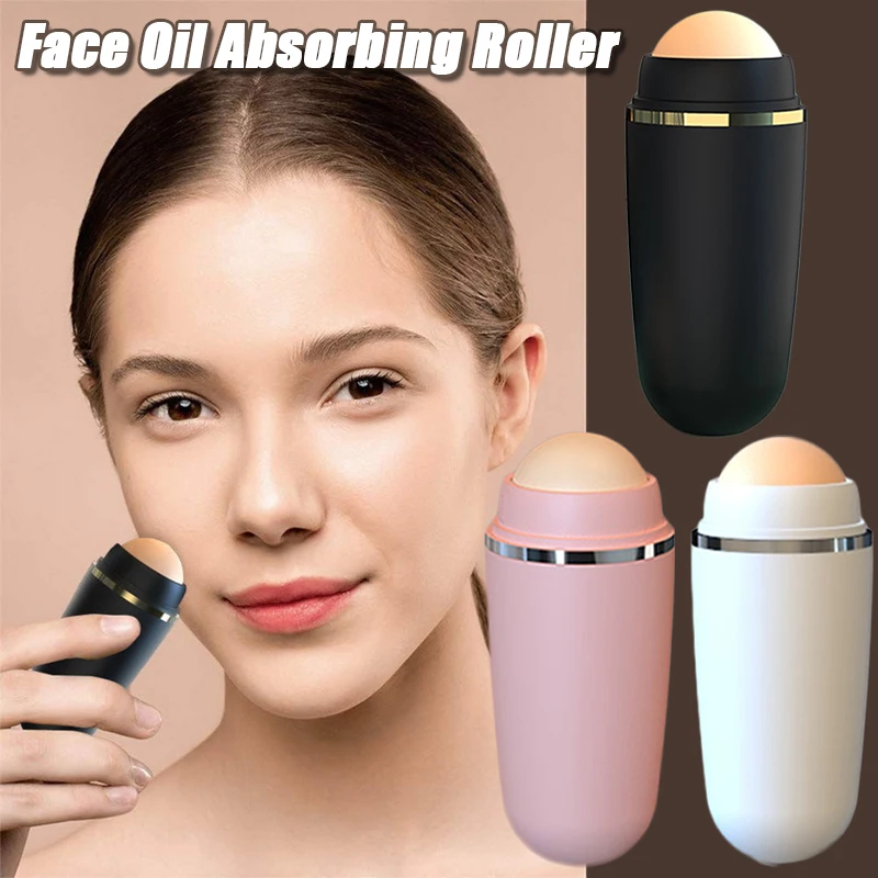 

4Colors Face Oil Absorbing Roller Natural Volcanic Stone Portable T-zone Oil Removing Rolling Ball Stick Reusable Skin Care Tool