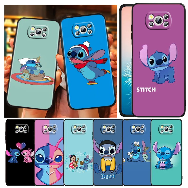 

Anime Stitch Cute Art Phone Case For Xiaomi Mi Poco X5 X4 X3 NFC F4 F3 GT M5 M5s M4 M3 Pro C55 C50 C40 5G Black TPU Cover