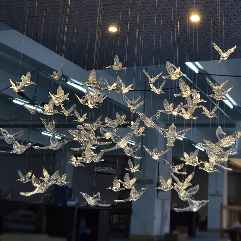 High-quality Acrylic Transparent Bird Crystal Pendant Romantic Wedding Celebration Decoration Hummingbird Aerial Pendant