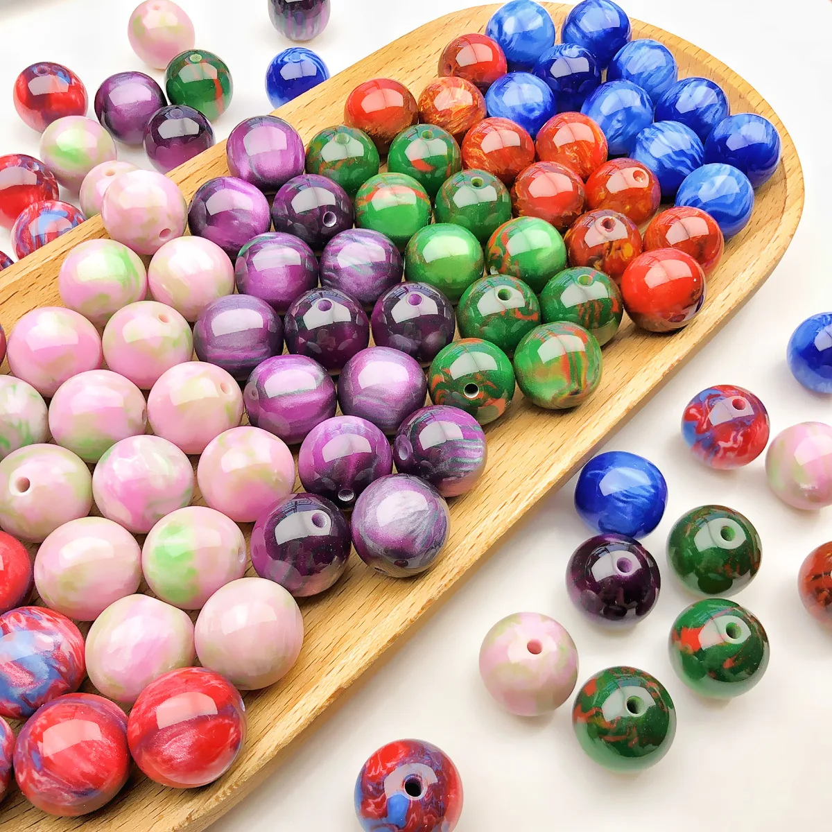 

10PCS Oil Painting Resin Round Beads 16mm Starry Night Loose Spacer Halo Dyeing Beads for DIY Jewelry Making Bracelet Necklace