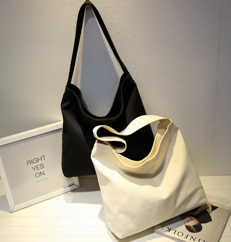 

Women's One Shoulder Shopping Canvas Bag Soild Art Student Schoolbag