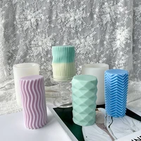 striped diamond cylindrical silicone candle mold for diy handmade aromatherapy candle plaster ornaments soap mould handicrafts