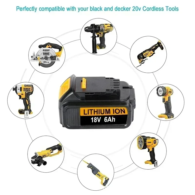 Аккумулятор 8000 мАч для электроинструмента Dewalt DCB206 20 В 10 0 Ач