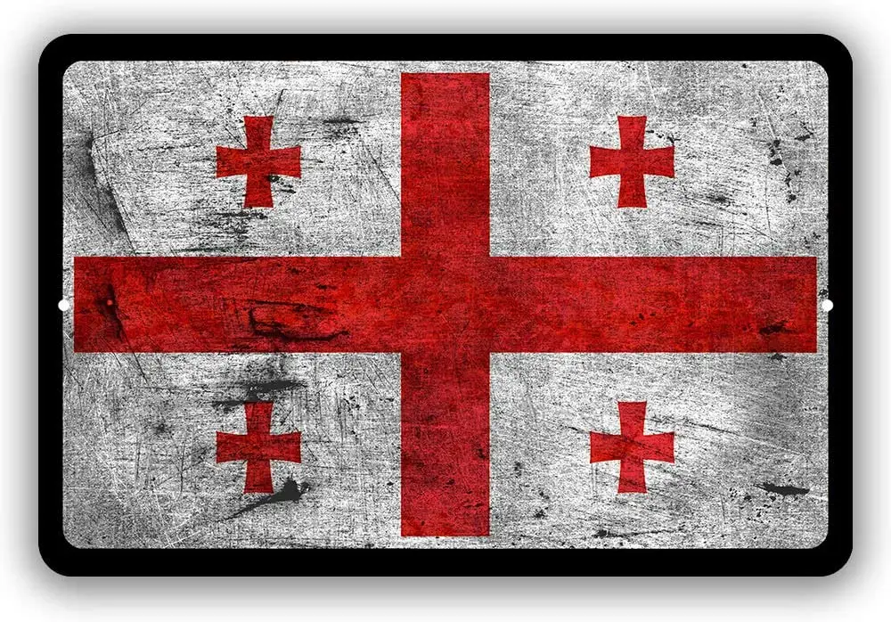 

Флаг грузинской страны, мужская пещера, металлический декор, жестяной знак для внутреннего и наружного использования, 8 дюймов x 12 дюймов или...