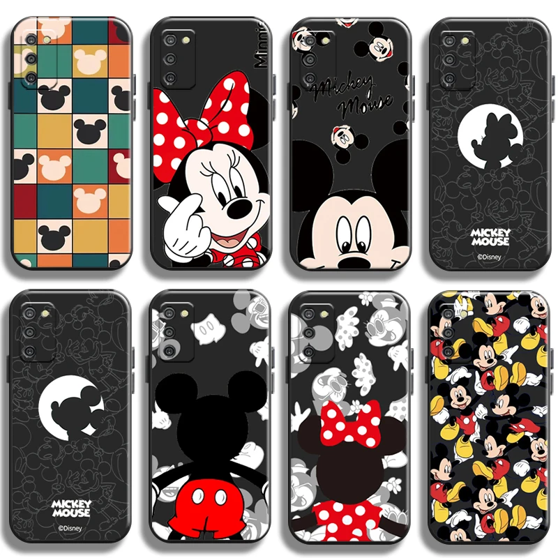 

Disney Mickey Minnie Mouse For Samsung Galaxy A03 A03S Phone Case Back Carcasa Liquid Silicon Black TPU Full Protection Funda