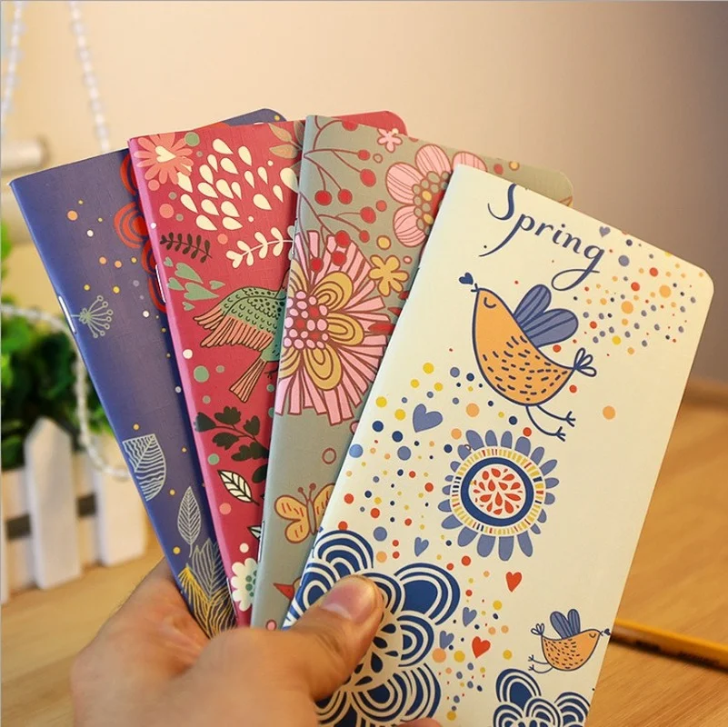 

Bird Paiting Cover Notebook Portable Notepad Diary Blank Notepads Sketchbook Kraft Paper Stationery Office School Supplies
