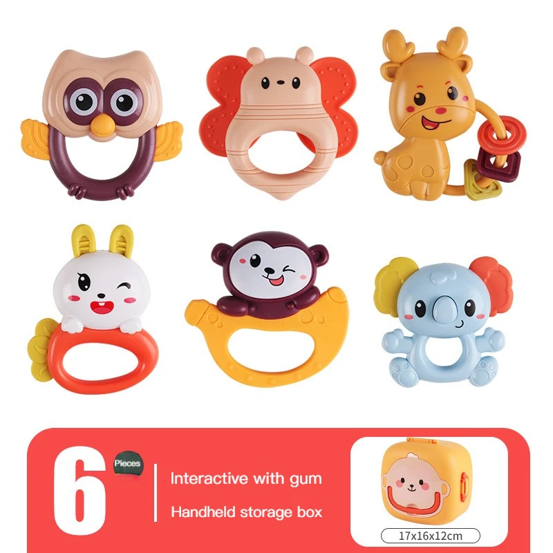 

Baby ringing toy set newborn hand ringing gift box baby tooth glue can be boiled storage box bell toy comfort bite glue can be b
