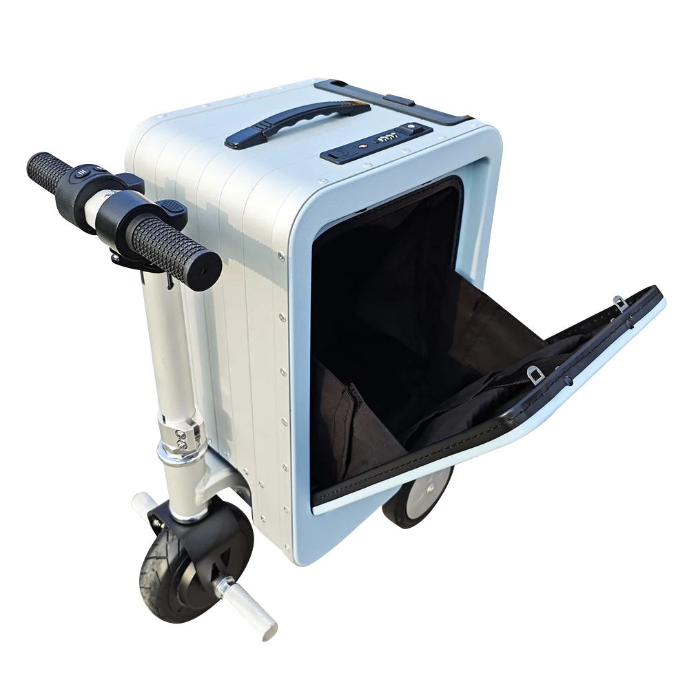Фото Умный комплект багажных чемоданов Smart Cycling 20 дюймов, синий, с USB Type-C портом для зарядки, легкий алюминиевый, ручная кладь, прочный, портативный №3