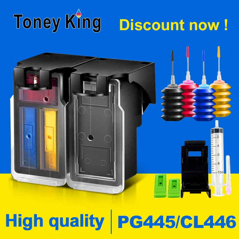

TONEY KING PG445 CL446 Refill Ink Cartridge PG-445 CL-446 XL for Canon PG 445 CL 446 PIXMA IP2840 MX494 MG2440 MG2940 MG2540