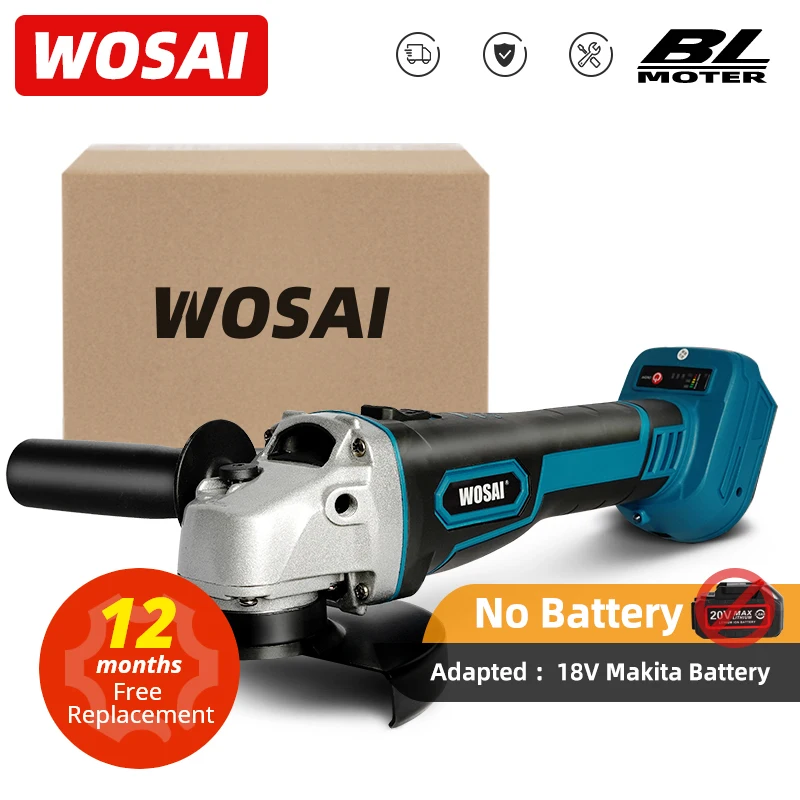 WOSAI 125mm MT-SER Brushless Cordless Impact Angle Grinder Variable Speed For Makita Battery Power Tool Cutting Machine Polisher