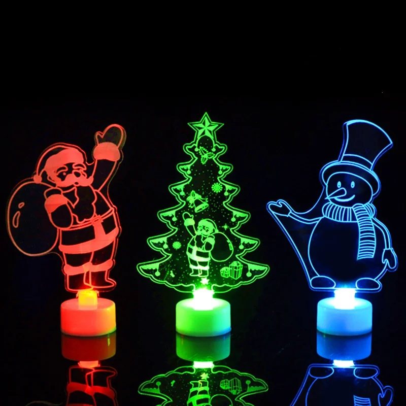 

Забавная рождественская подвеска, светящаяся красочная Акриловая Рождественская елка, снеговик, Санта-Клаус, подарки, рождественские укра...