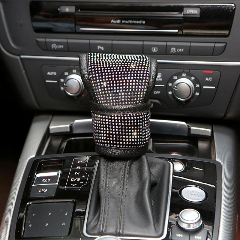 

Full Diamond Crystal Car Gear Shift Collar Cover Glitter Rhinestones Auto Shifter Lever Covers