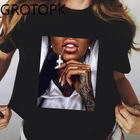 Летняя модная хипстерская черная футболка 2022, футболка с коротким рукавом в стиле Харадзюку, мягкие женские футболки, черная волшебная Готическая футболка для девушек