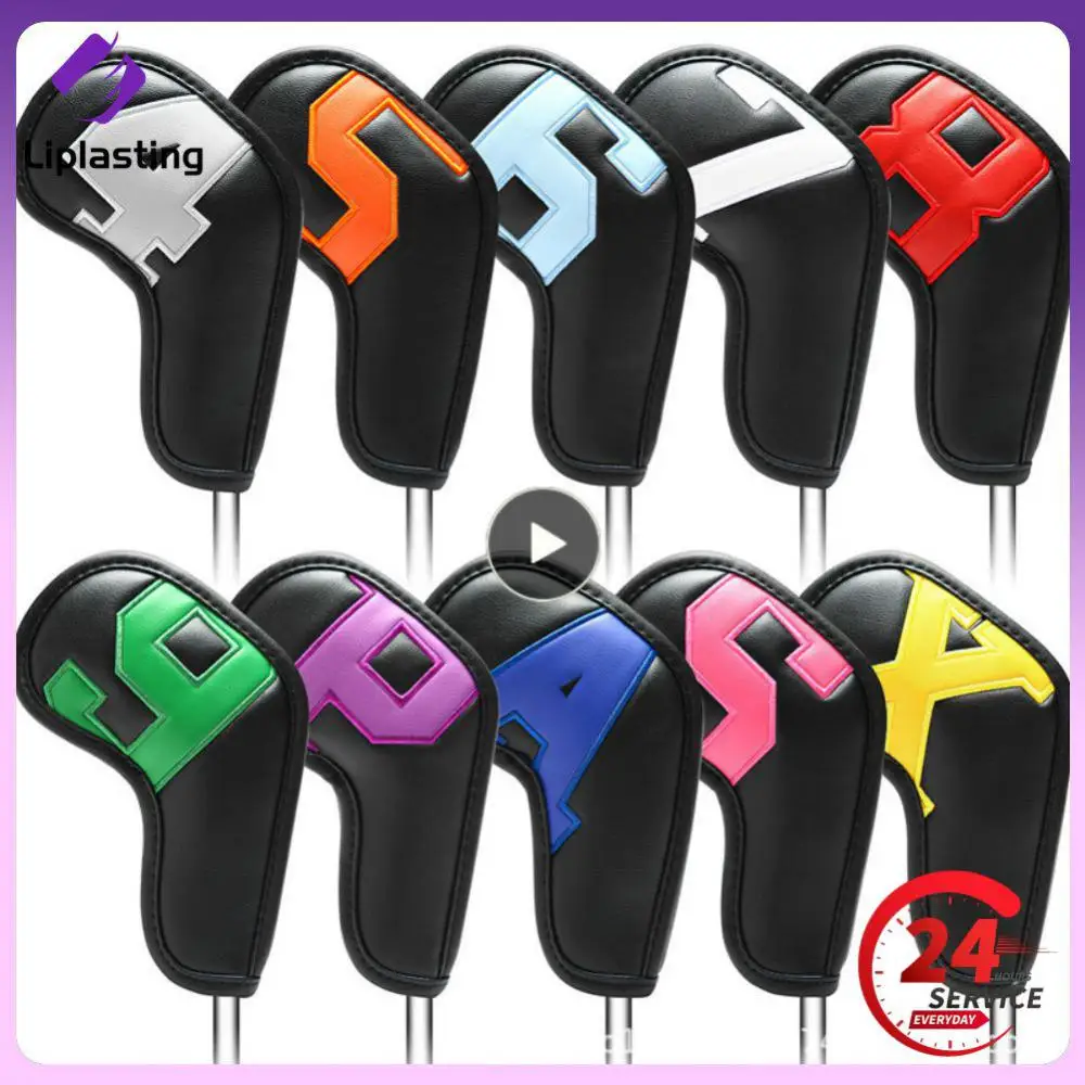 

Golf Iron Cover Pu Leather Embroidered Number Plate Colorful Digital Gradient Head Cover Lightweight Portable Finely