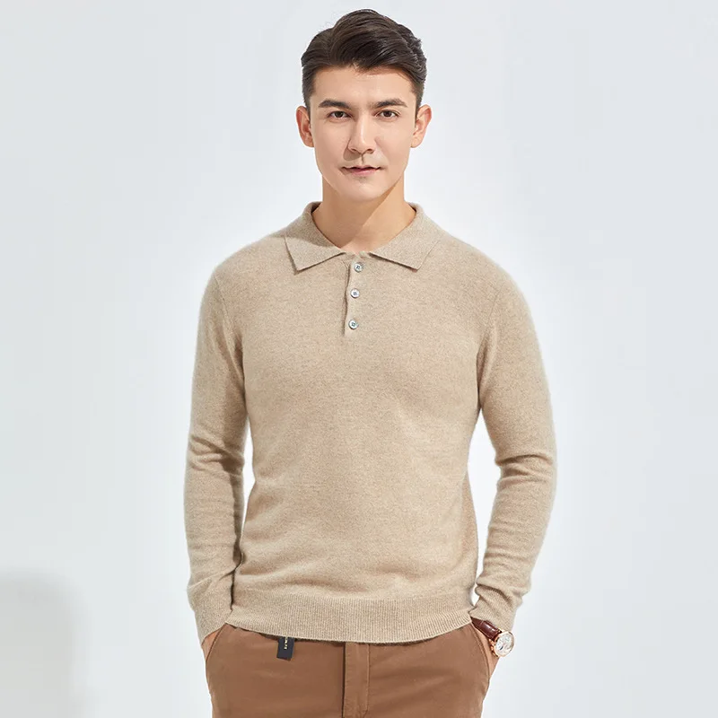 Heren Casual Warme Mode Top Polo Kraag Свитер-поло из 100% мягкой шерсти Kasjmier Dke с воротником