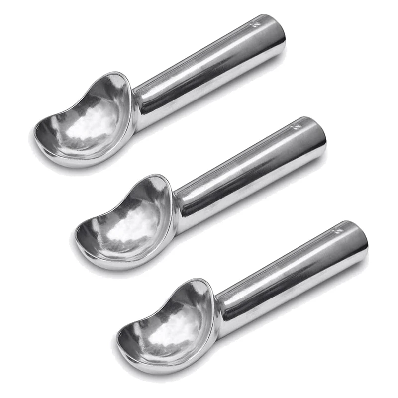 

HOT Nonstick Anti-Freeze Aluminum Ice Cream Scoop,2 Oz Aluminum Ice Cream Spoon, Ice Cream Ball Digger Spoon,3 Pack,Silver