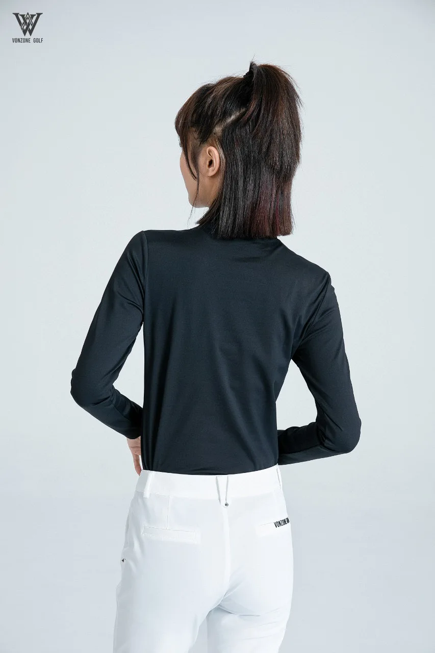 Autumn and winter golf long-sleeved women's clothing casual brand VONZONE new round neck top casual plush long-sleeved T-shirt